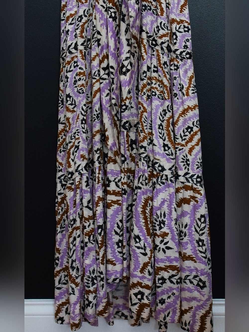 NWT Omika Monroe Midi Dress Lucia Lavender Floral Tie Back Pockets Size M Boho - Picture 11 of 15